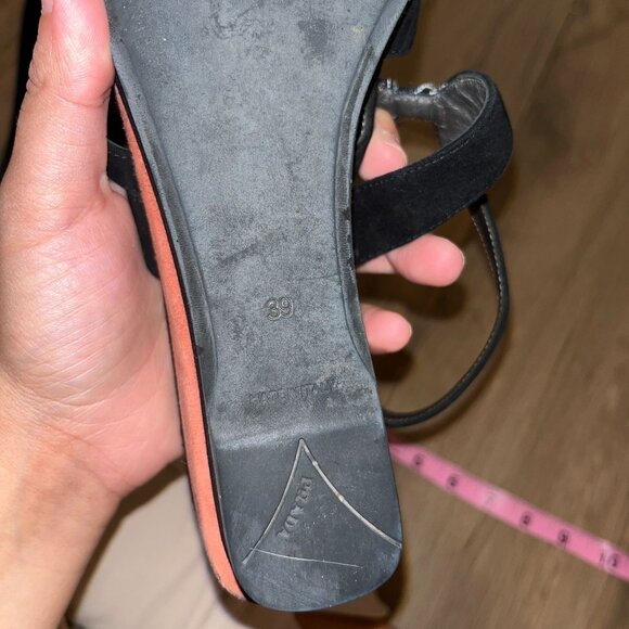 Prada Black Wedge Sandals Platform Peep Toe Shoes 39 Womens - Picture 6 of 6